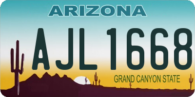 AZ license plate AJL1668