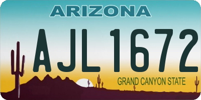 AZ license plate AJL1672