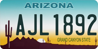 AZ license plate AJL1892