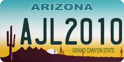 AZ license plate AJL2010