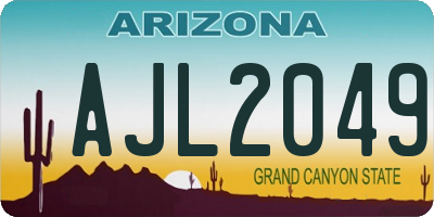 AZ license plate AJL2049