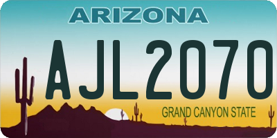 AZ license plate AJL2070