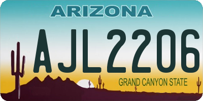 AZ license plate AJL2206