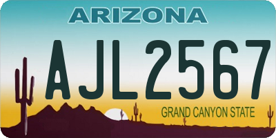 AZ license plate AJL2567