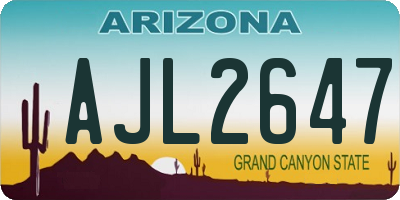 AZ license plate AJL2647