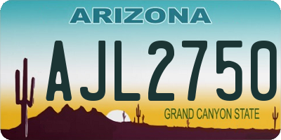 AZ license plate AJL2750