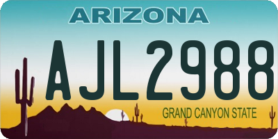AZ license plate AJL2988