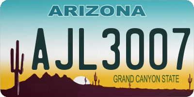 AZ license plate AJL3007
