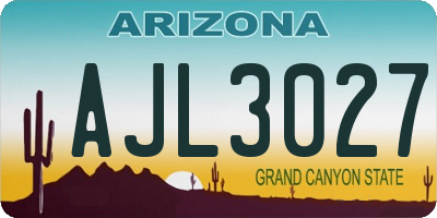 AZ license plate AJL3027