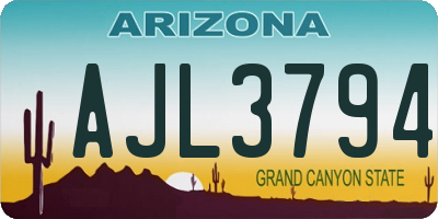 AZ license plate AJL3794