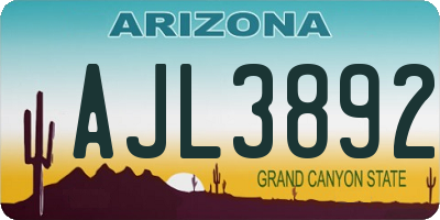 AZ license plate AJL3892