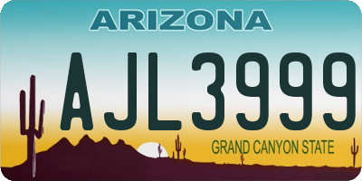 AZ license plate AJL3999