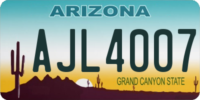 AZ license plate AJL4007