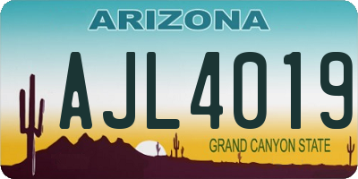 AZ license plate AJL4019