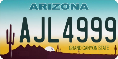 AZ license plate AJL4999