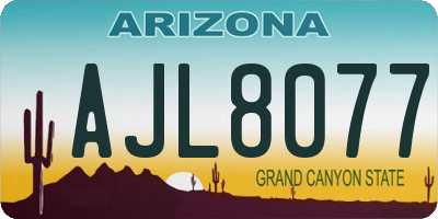 AZ license plate AJL8077
