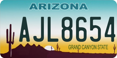 AZ license plate AJL8654