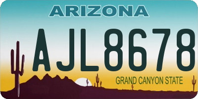 AZ license plate AJL8678
