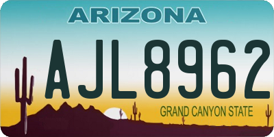 AZ license plate AJL8962