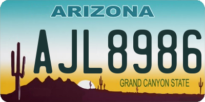 AZ license plate AJL8986
