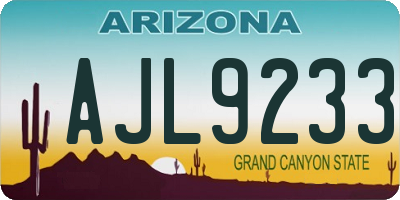 AZ license plate AJL9233