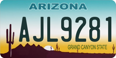 AZ license plate AJL9281