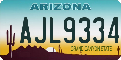 AZ license plate AJL9334