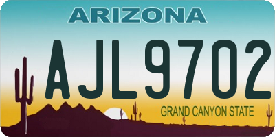 AZ license plate AJL9702