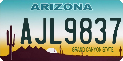 AZ license plate AJL9837