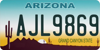 AZ license plate AJL9869