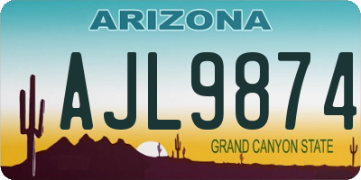 AZ license plate AJL9874