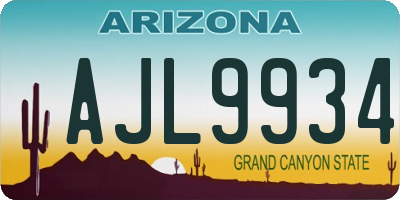 AZ license plate AJL9934