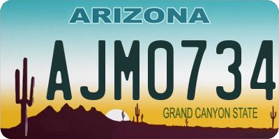 AZ license plate AJM0734