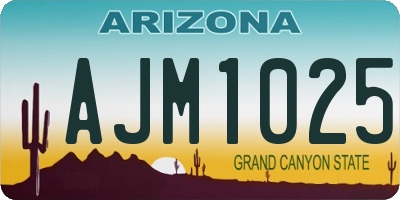 AZ license plate AJM1025