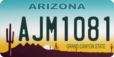 AZ license plate AJM1081