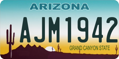 AZ license plate AJM1942
