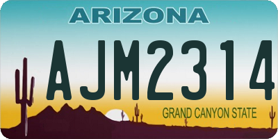 AZ license plate AJM2314