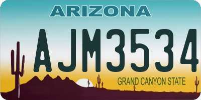 AZ license plate AJM3534