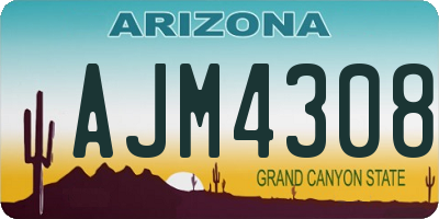 AZ license plate AJM4308