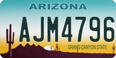 AZ license plate AJM4796