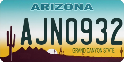 AZ license plate AJN0932