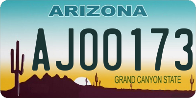 AZ license plate AJO0173