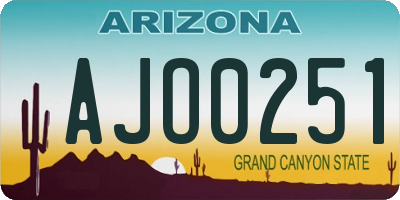 AZ license plate AJO0251
