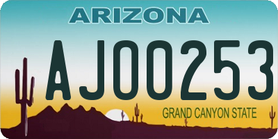 AZ license plate AJO0253