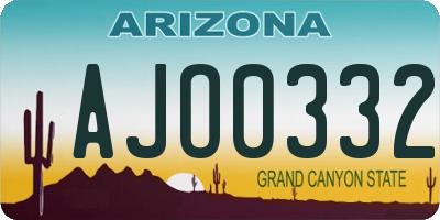 AZ license plate AJO0332