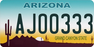 AZ license plate AJO0333