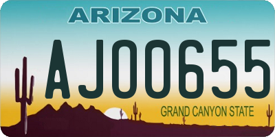 AZ license plate AJO0655