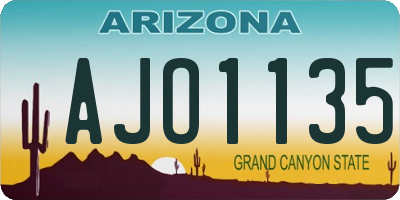 AZ license plate AJO1135