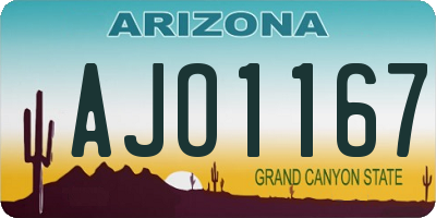 AZ license plate AJO1167