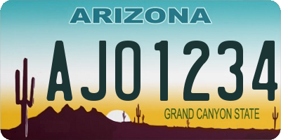 AZ license plate AJO1234